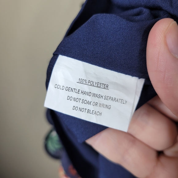 Showpo Navy Blue Floral Strapless Mini Dress Tie Back Ruffle 2 - Picture 8 of 12